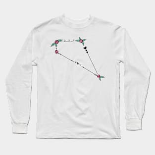 Sextans Constellation Roses and Hearts Doodle Long Sleeve T-Shirt